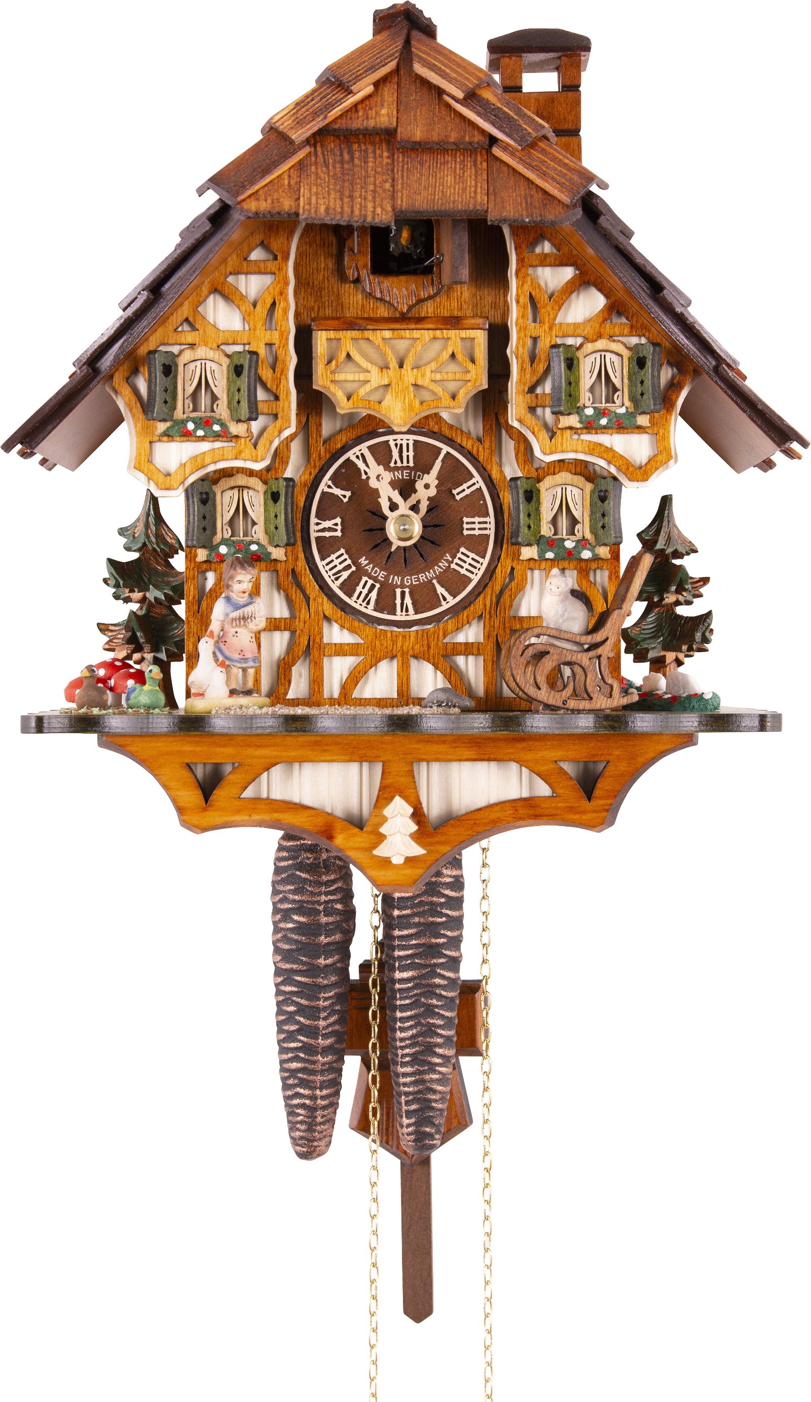 Kuckucksuhr 1-Tag-Uhrwerk Chalet-Stil 30cm von Anton Schneider