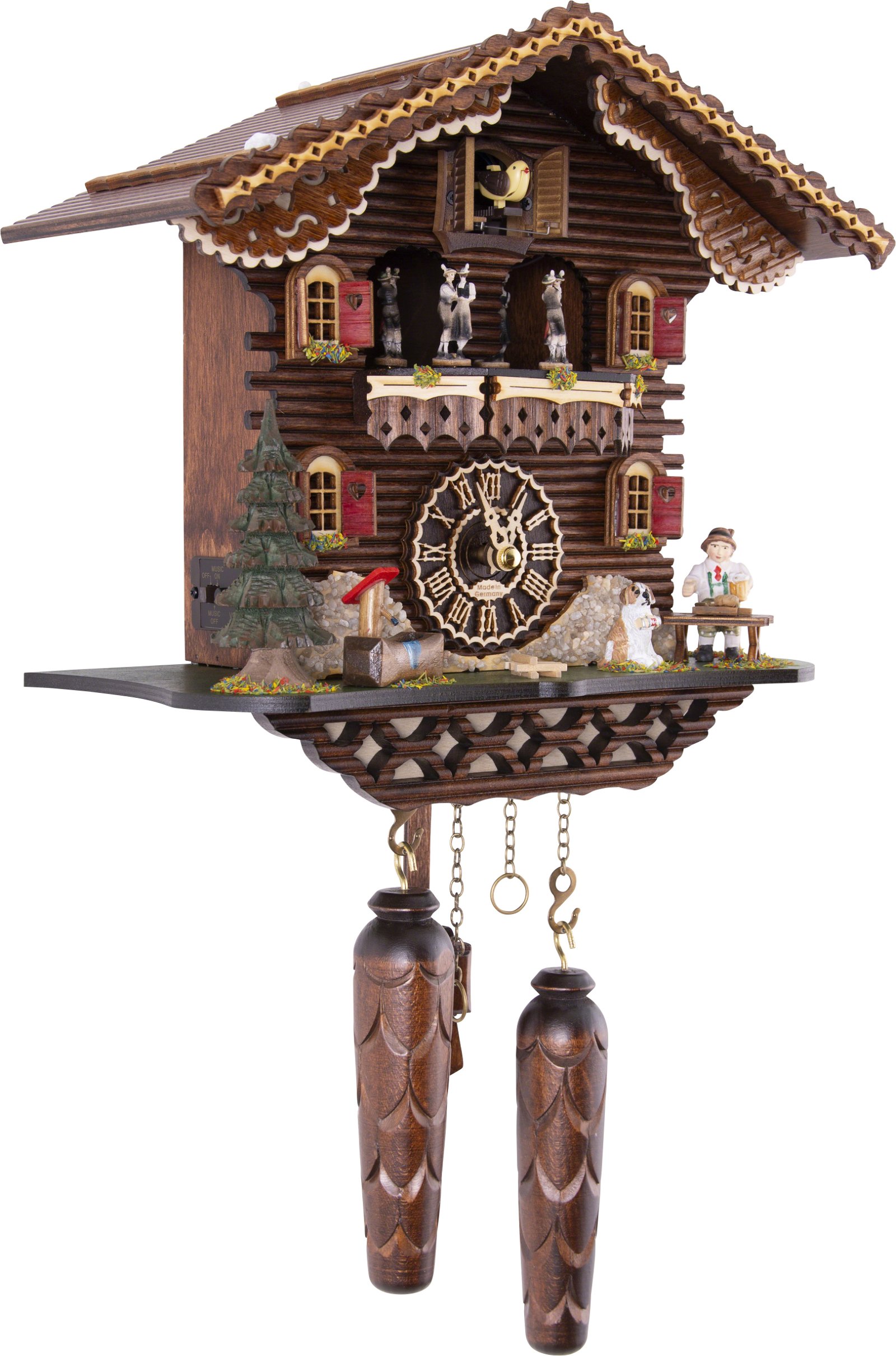 Kuckucksuhr Quarz-Uhrwerk Chalet-Stil 30cm von Trenkle Uhren