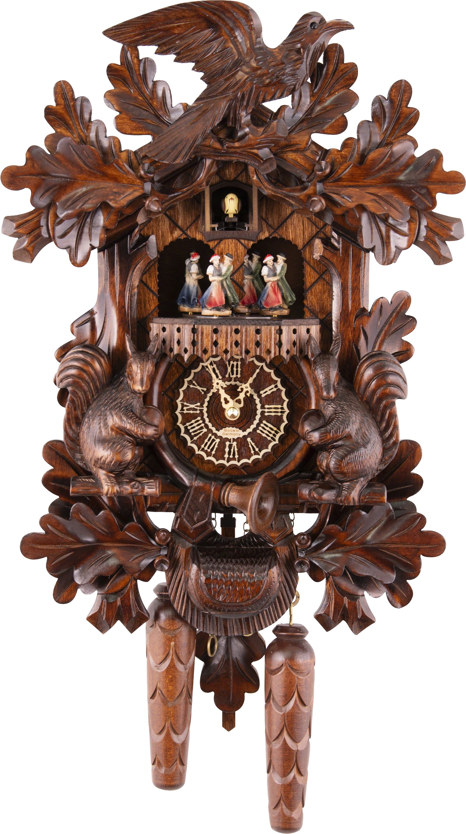 Kuckucksuhr Quarz-Uhrwerk geschnitzt 44cm von Trenkle Uhren