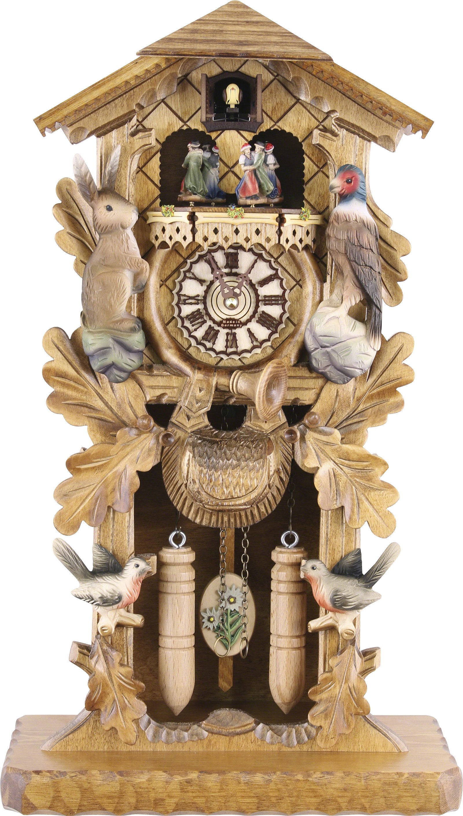 Kuckucksuhr Quarz-Uhrwerk geschnitzt 53cm von Trenkle Uhren