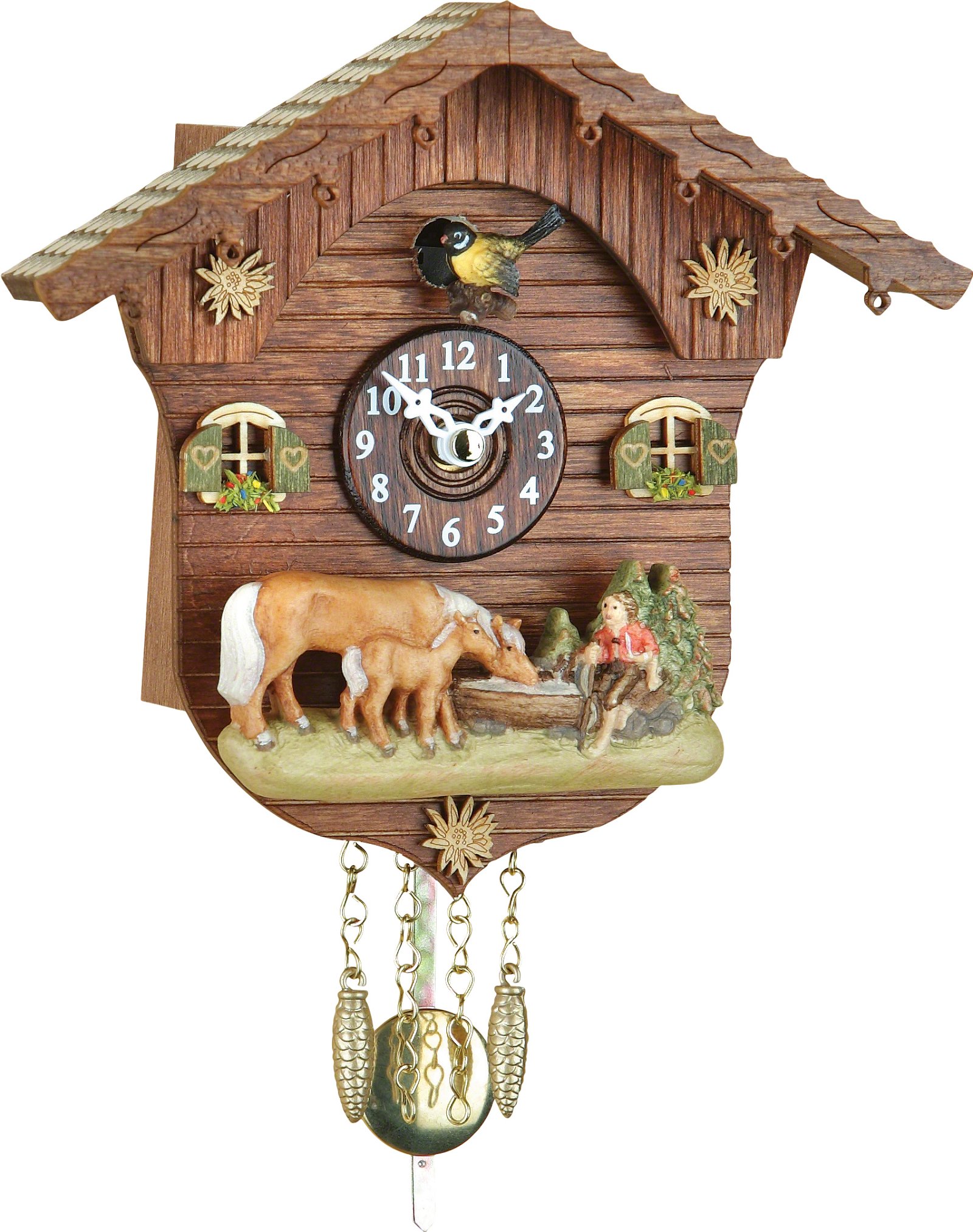 Kuckucksuhr Kuckulino Quarz-Uhrwerk Schwarzwälder Pendeluhr 15cm von Trenkle Uhren
