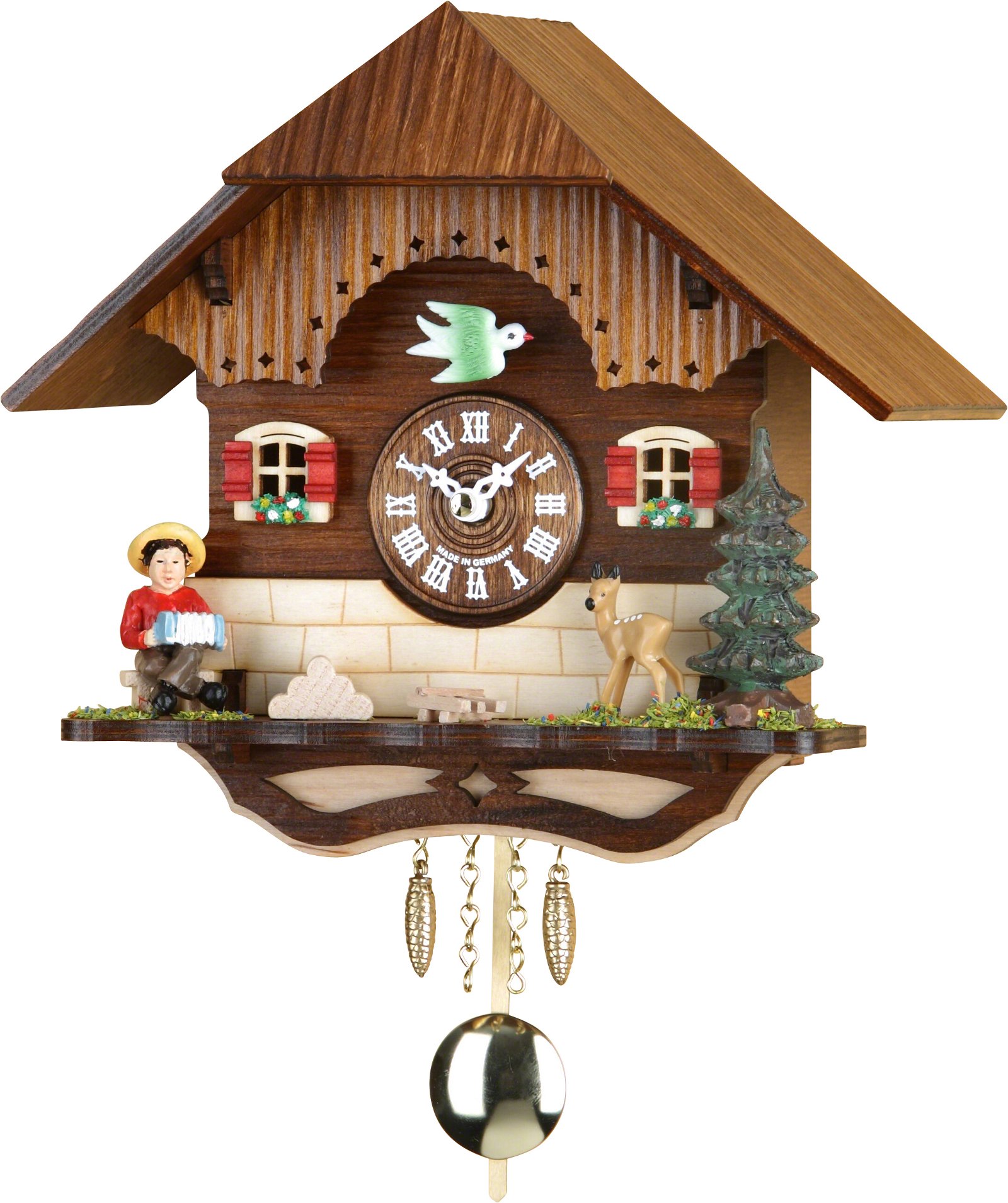Kuckucksuhr Kuckulino Quarz-Uhrwerk Schwarzwälder Pendeluhr 19cm von Trenkle Uhren