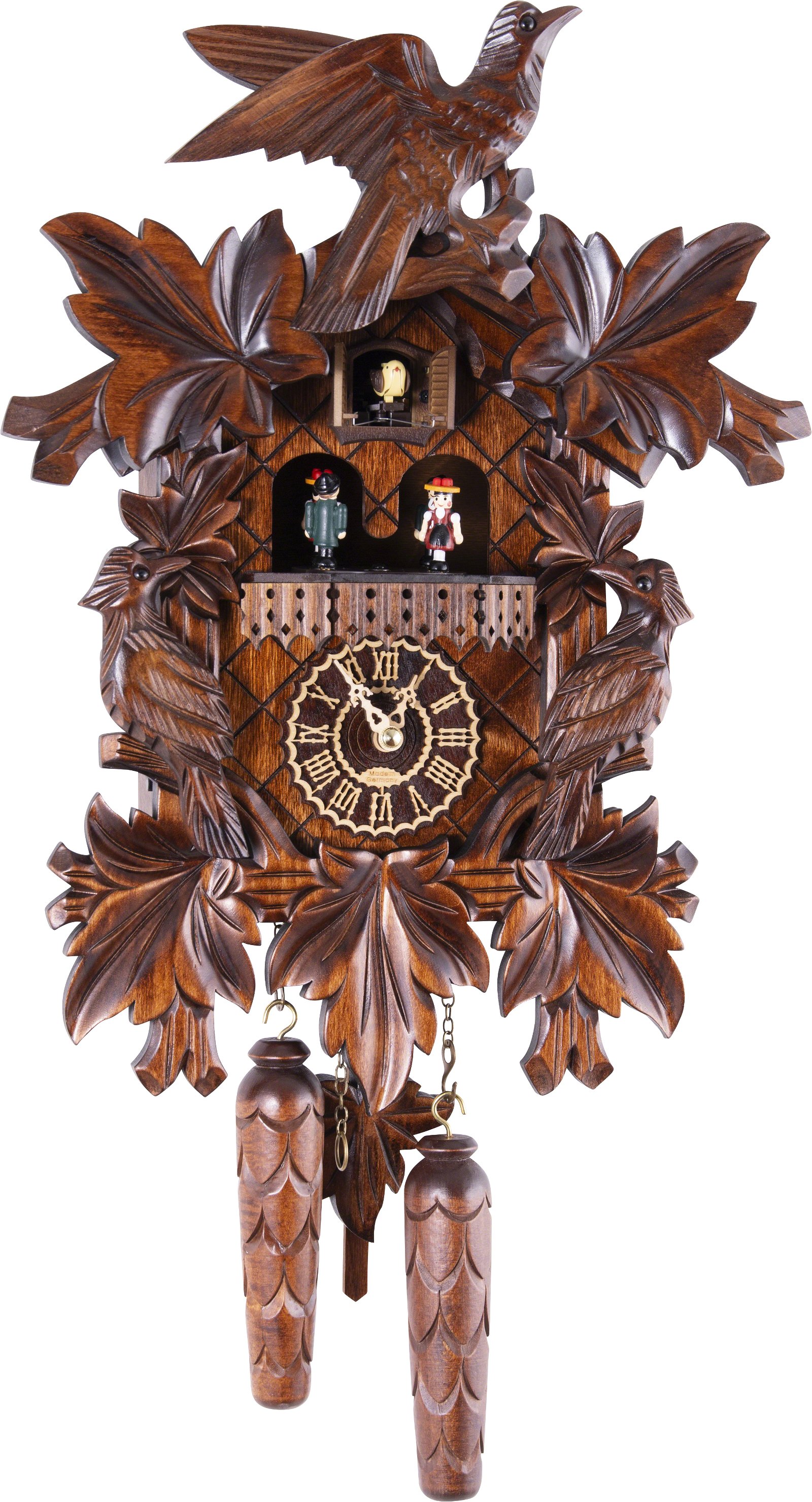 Kuckucksuhr Quarz-Uhrwerk geschnitzt 42cm von Trenkle Uhren