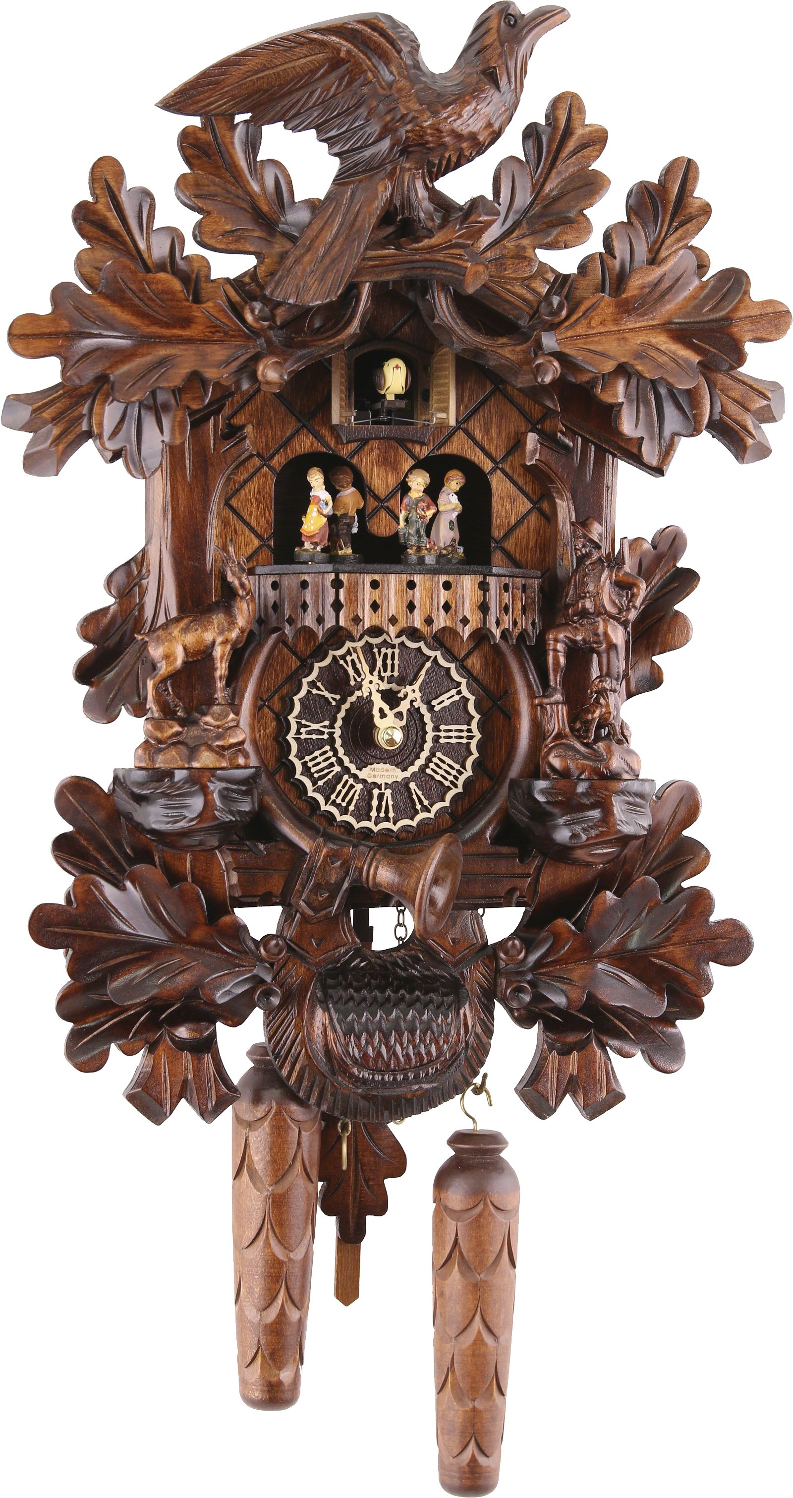 Kuckucksuhr Quarz-Uhrwerk geschnitzt 44cm von Trenkle Uhren